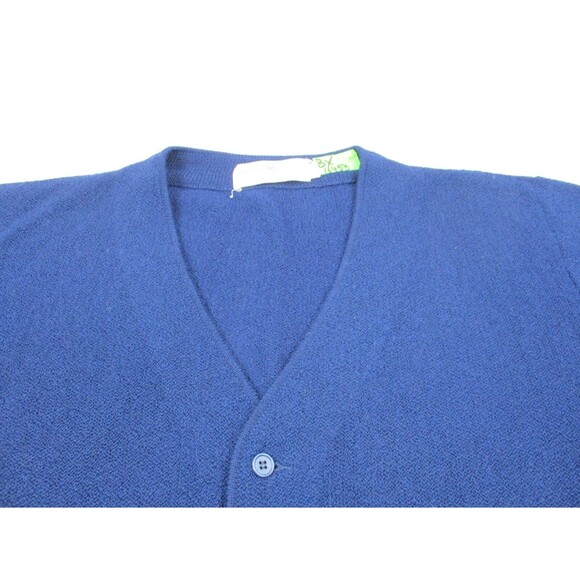 VINTAGE Peruvian Connection Cardigan Sweater Men Large Alpaca Blue Grandpa Peru - Picture 3 of 10